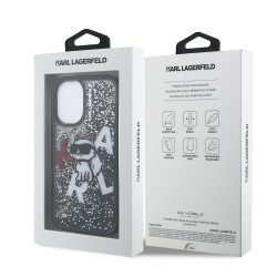 Karl Lagerfeld Liquid Glitter Scattered Choupette Case for Apple iPhone 16