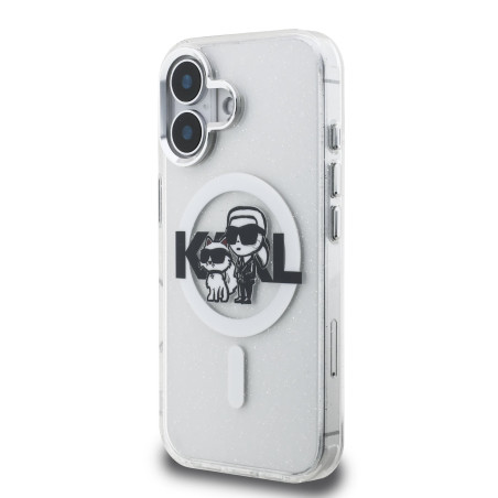 Karl Lagerfeld IML Glitter Karl and Choupette Sketch MagSafe Case for Apple iPhone 16