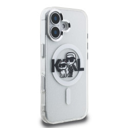 Karl Lagerfeld IML Glitter Karl and Choupette Sketch MagSafe Case for Apple iPhone 16