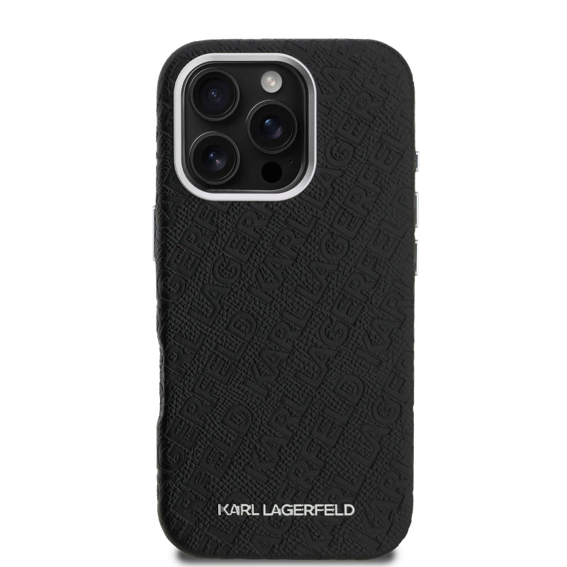 Karl Lagerfeld Grained PU Repeated Logo MagSafe Case for Apple iPhone 16 Pro Max