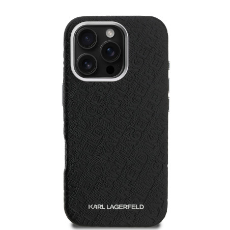 Karl Lagerfeld Grained PU Repeated Logo MagSafe Case for Apple iPhone 16 Pro Max