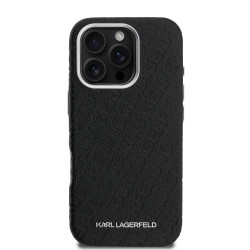 Karl Lagerfeld Grained PU Repeated Logo MagSafe Case for Apple iPhone 16 Pro