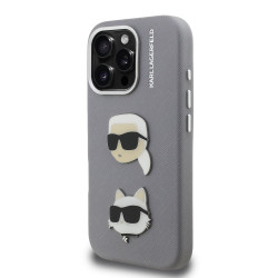Karl Lagerfeld Grained PU K&CH Heads Case for Apple iPhone 16 Pro Max