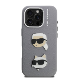 Karl Lagerfeld Grained PU K&CH Heads Case for Apple iPhone 16 Pro Max