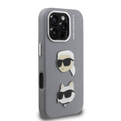 Karl Lagerfeld Grained PU K&CH Heads Case for Apple iPhone 16 Pro Max