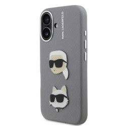 Karl Lagerfeld Grained PU K&CH Heads Case for Apple iPhone 16