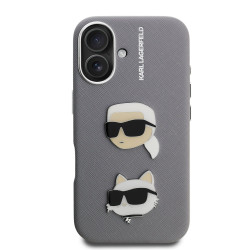 Karl Lagerfeld Grained PU K&CH Heads Case for Apple iPhone 16