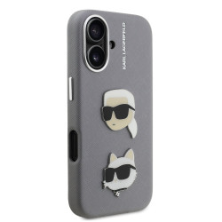 Karl Lagerfeld Grained PU K&CH Heads Case for Apple iPhone 16