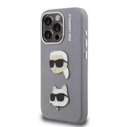 Karl Lagerfeld Grained PU K&CH Heads Case for Apple iPhone 15 Pro