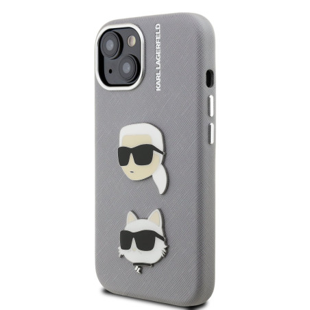 Karl Lagerfeld Grained PU K&CH Heads Case for Apple iPhone 15