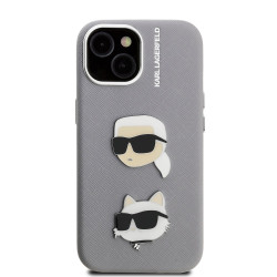 Karl Lagerfeld Grained PU K&CH Heads Case for Apple iPhone 15