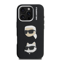 Karl Lagerfeld Grained PU K&CH Heads Case for Apple iPhone 16 Pro