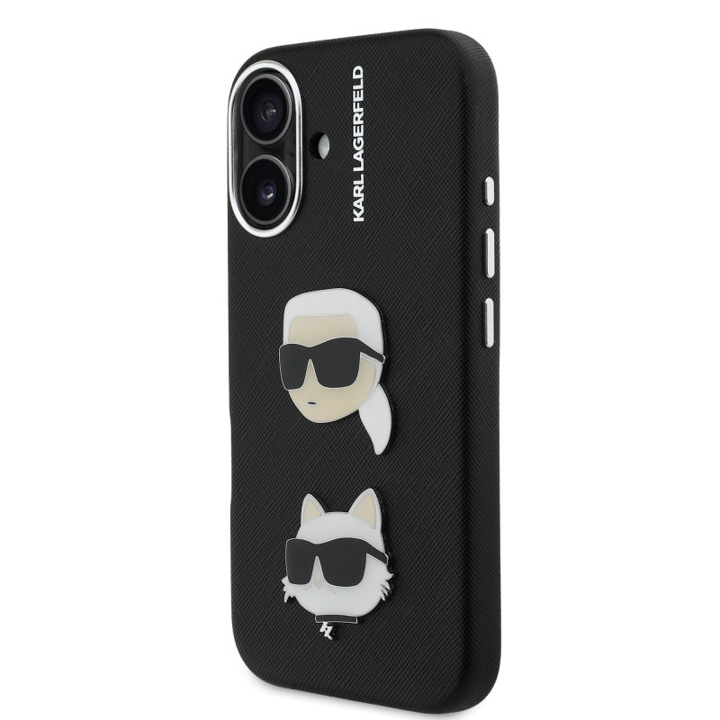 Karl Lagerfeld Grained PU K&CH Heads Case for Apple iPhone 16