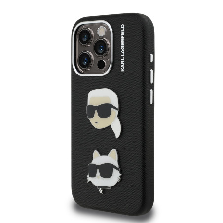 Karl Lagerfeld Grained PU K&CH Heads Case for Apple iPhone 15 Pro Max