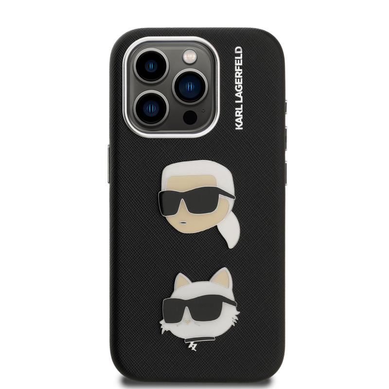 Karl Lagerfeld Grained PU K&CH Heads Case for Apple iPhone 15 Pro