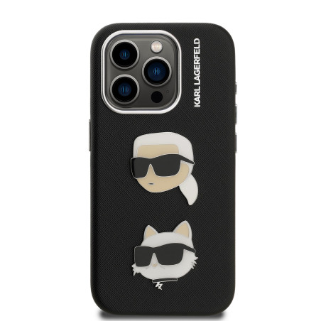 Karl Lagerfeld Grained PU K&CH Heads Case for Apple iPhone 15 Pro