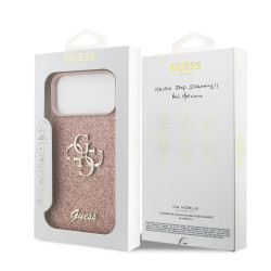 Guess PU Fixed Glitter 4G Metal Logo Case for Apple iPhone 17 Pro Max