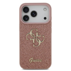 Guess PU Fixed Glitter 4G Metal Logo Case for Apple iPhone 17 Pro