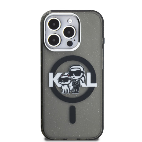 Karl Lagerfeld IML Glitter Karl and Choupette Sketch MagSafe Case for Apple iPhone 15 Pro Max