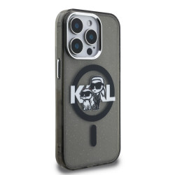 Karl Lagerfeld IML Glitter Karl and Choupette Sketch MagSafe Case for Apple iPhone 15 Pro Max