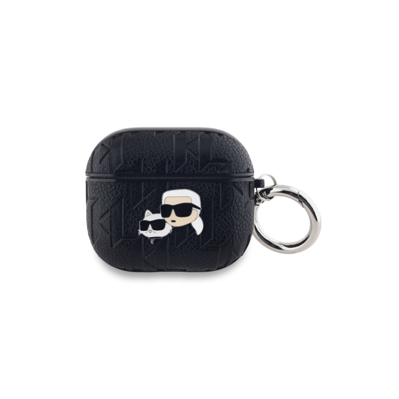 Karl Lagerfeld PU Embossed Karl and Choupette Heads Case for Apple AirPods 3