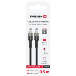Swissten TB3 & TB4 / USB 4.0 / 8K@60Hz / 40 Gb/s / 240W USB-C Data and Video Cable 0.5m