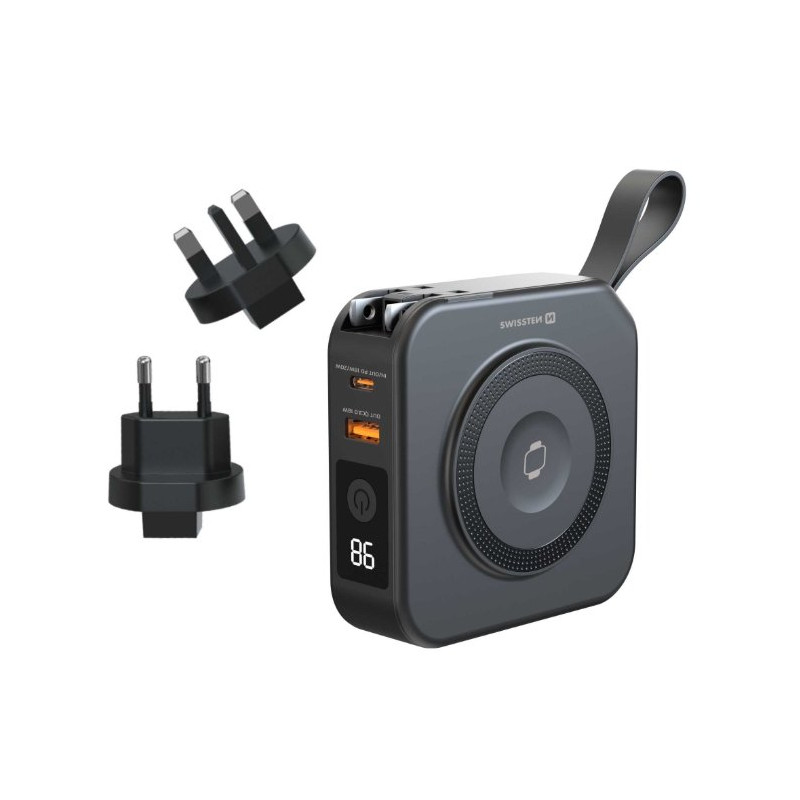 Swissten Power Bank ALL-IN-ONE PRO with exchangeable plugs US / EU / UK 20W 10000mAh