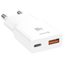 Swissten Slim Travel GaN USB-C / USB Charger 30W