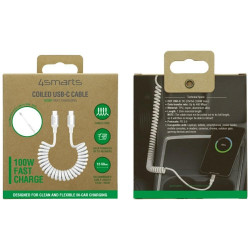 4smarts USB-C Spiral Data and Charging Cable 1.35cm / 100W / White