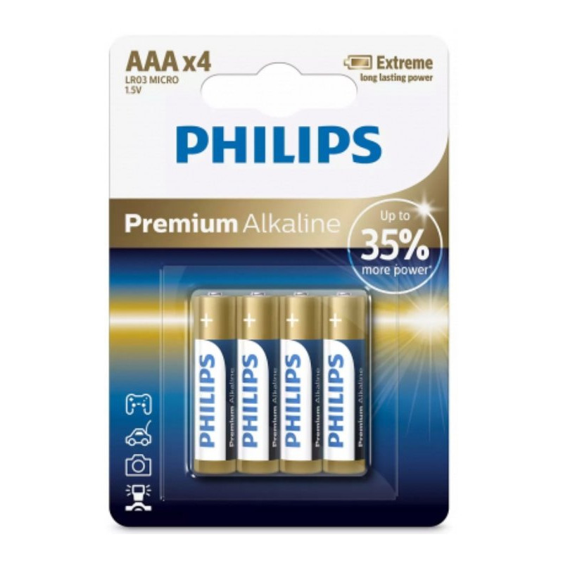 Philips LR03M4B/10 Premium Alkaline AAA Batteries