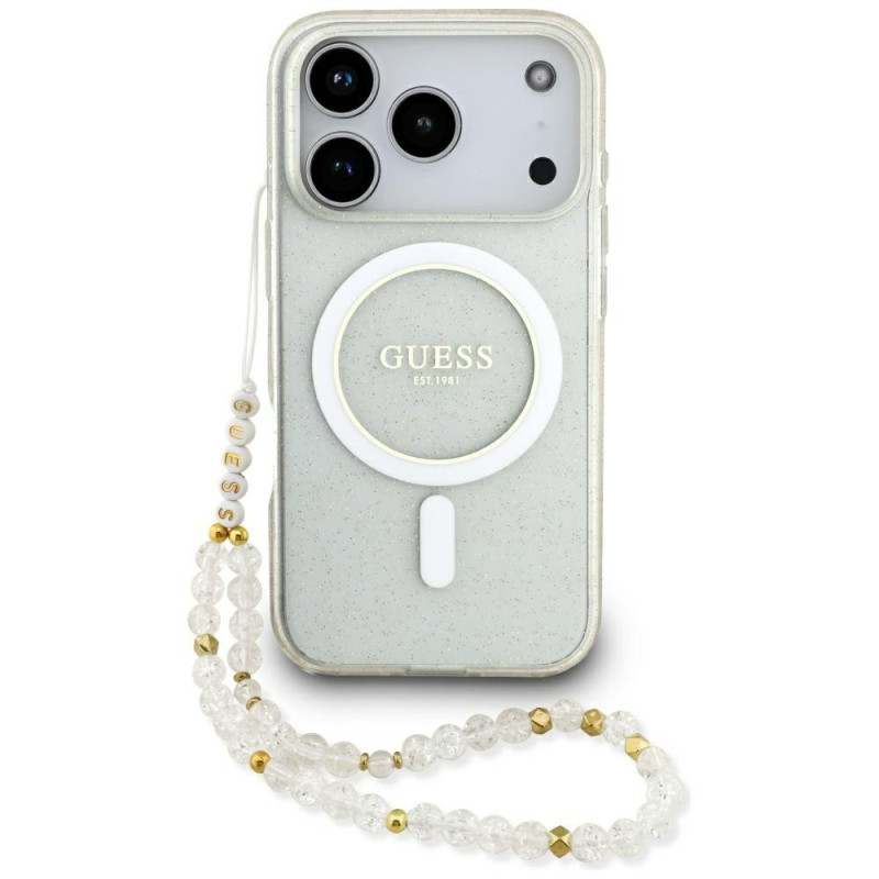 Guess IML Glitter Pearl Strap MagSafe Case for Apple iPhone 17 Pro