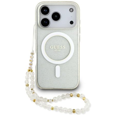 Guess IML Glitter Pearl Strap MagSafe Case for Apple iPhone 17 Pro