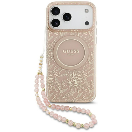 Guess IML Flowers Electro Pearl Strap MagSafe Case for Apple iPhone 17 Pro Max