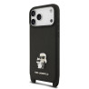 Karl Lagerfeld Saffiano Crossbody Strap Metal Karl and Choupette Case for Apple iPhone 17 Pro Max