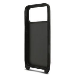 Karl Lagerfeld Saffiano Crossbody Strap Metal Karl and Choupette Case for Apple iPhone 17 Pro Max