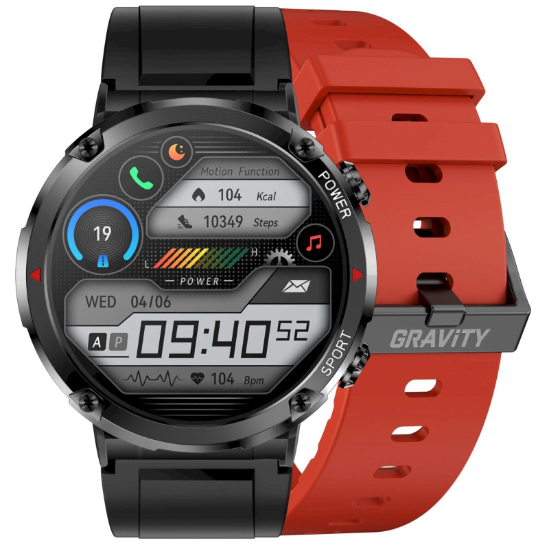 Smartwatch Gravity GT21-6 with Red Silicone Strap