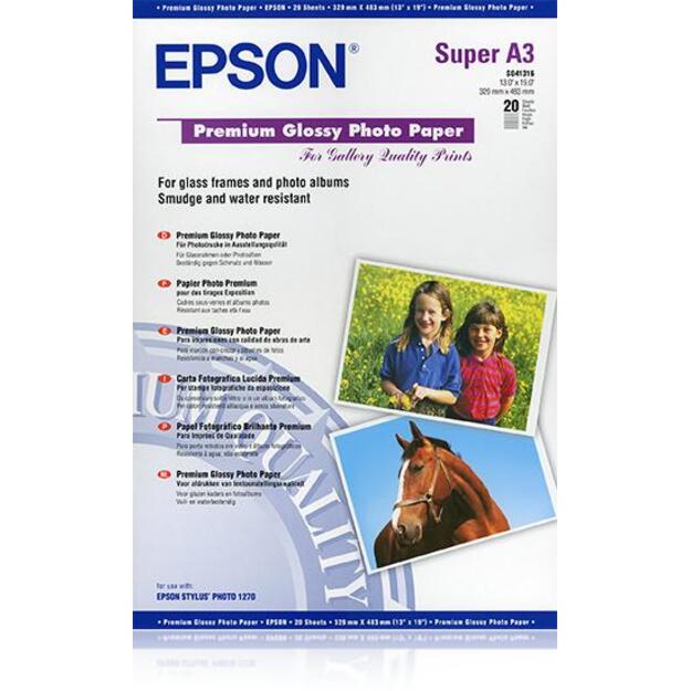 Epson Premium blizgus fotopopierius Super A3/B (330×483 mm), 255 g/m², 20 lapų