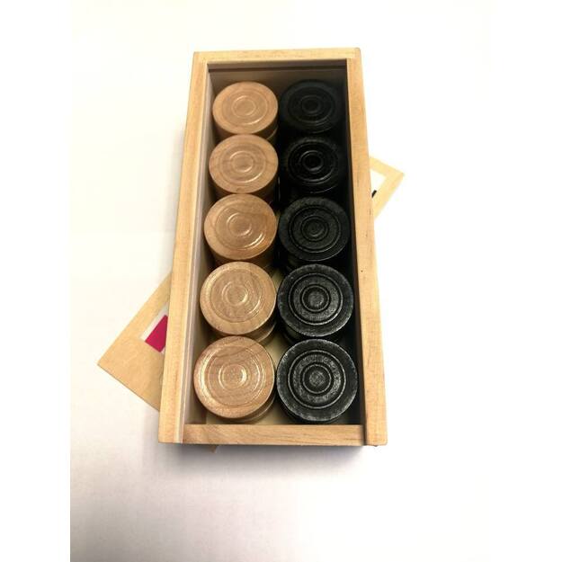 Medinės šaškės su dėžute 30 mm