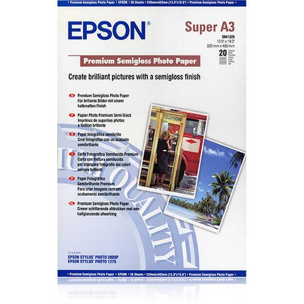 Epson Premium pusiau blizgus fotopopierius A3+, 20 lapų