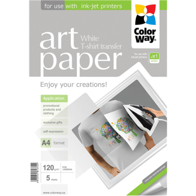 ColorWay ART T-shirt transfer fotopopierius A4, 120 g/m², 5 lapai