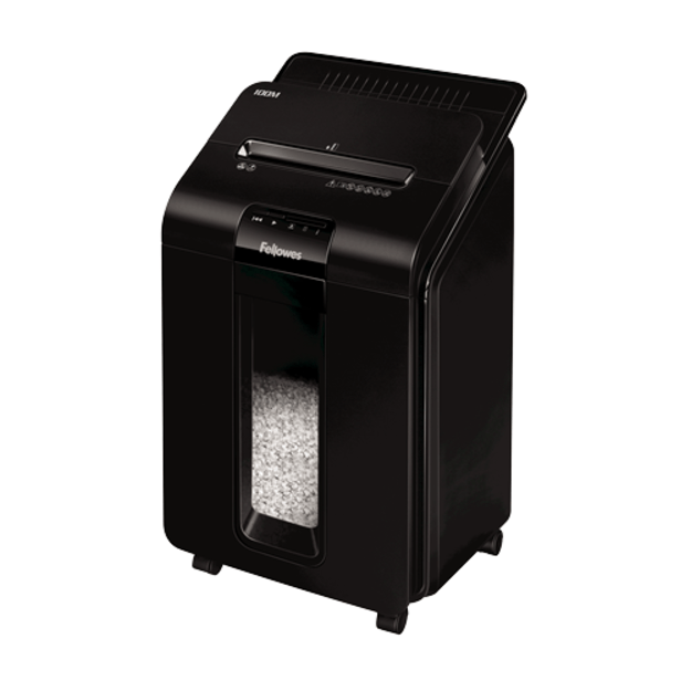 Fellowes AutoMax 100M dokumentų smulkintuvas, mini pjovimas (P-4/T-4), 23 l, juodas