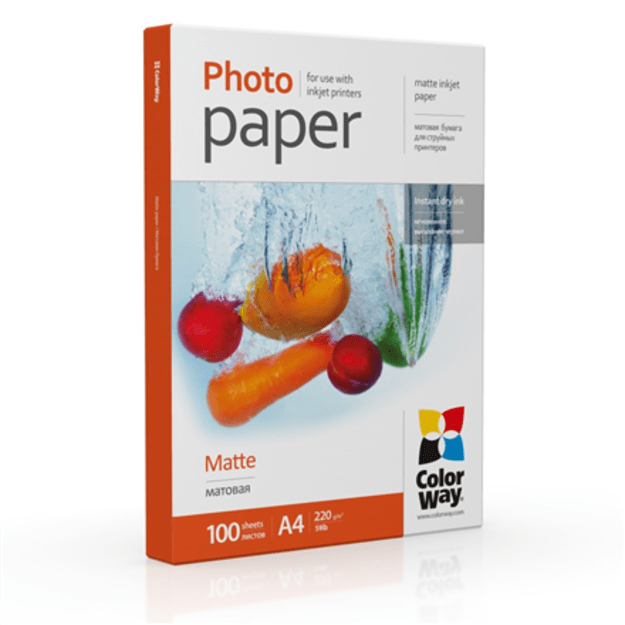 ColorWay matinis fotopopierius A4, 220 g/m², baltas