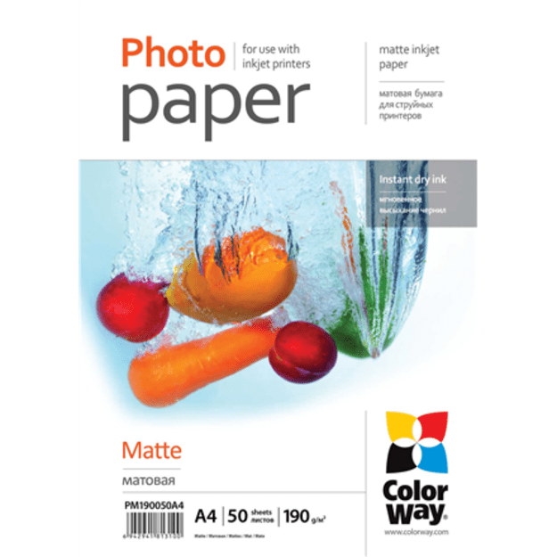 ColorWay matinis fotopopierius A4, 190 g/m², 50 lapų